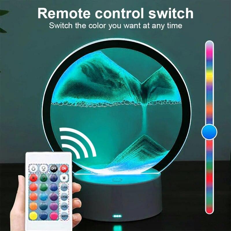 

Светодиодная лампа RGB Sscape, 3D Moving S Art Frame, ночник с 16 цветами, свет в виде песочных часов, 3D-дисплей для глубокого моря с пультом дистанционного управления