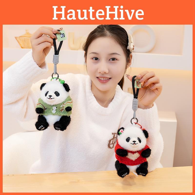 Sweater Wear Panda Plush Toy Cartoon Stuffed Animal Keychain Bag Decoration