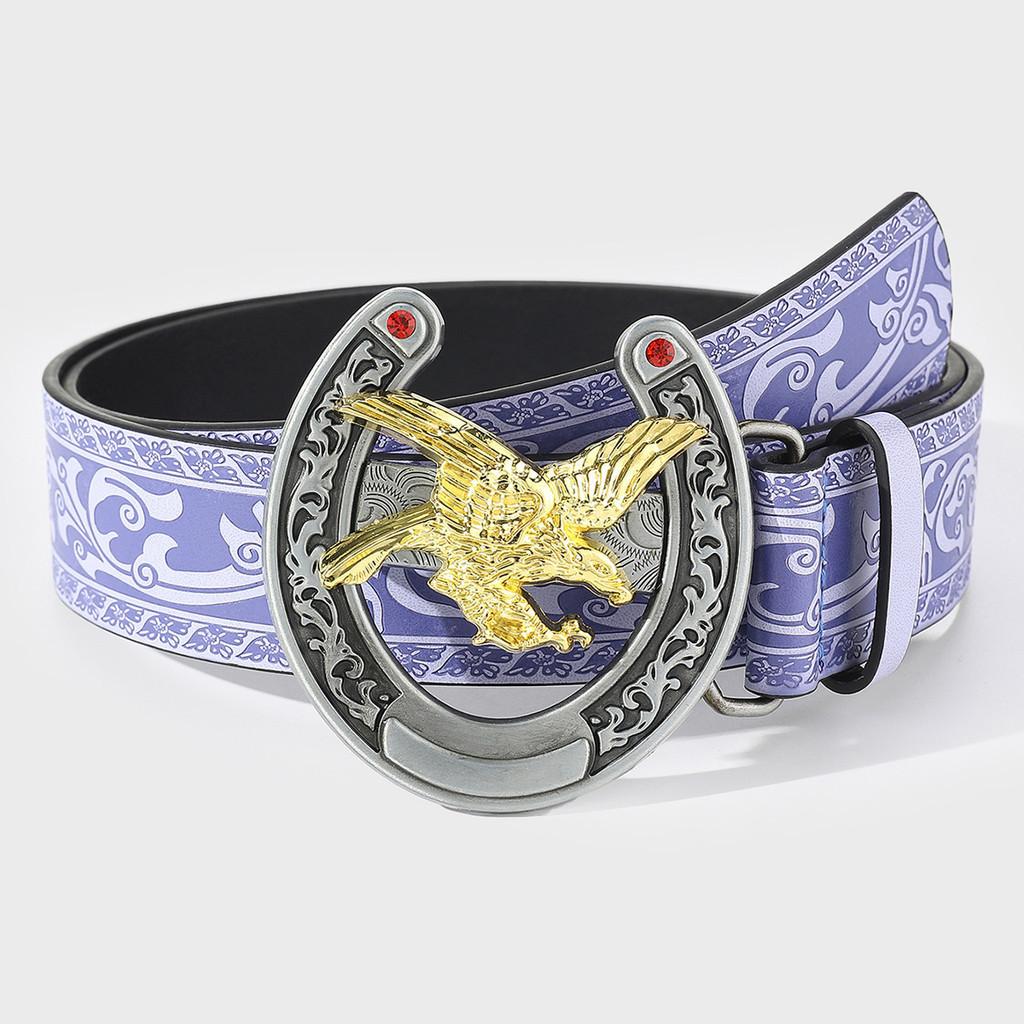 Artistic Eagle Shaped Pu Leather Belt For Men With Ethnic And Vintage Touch