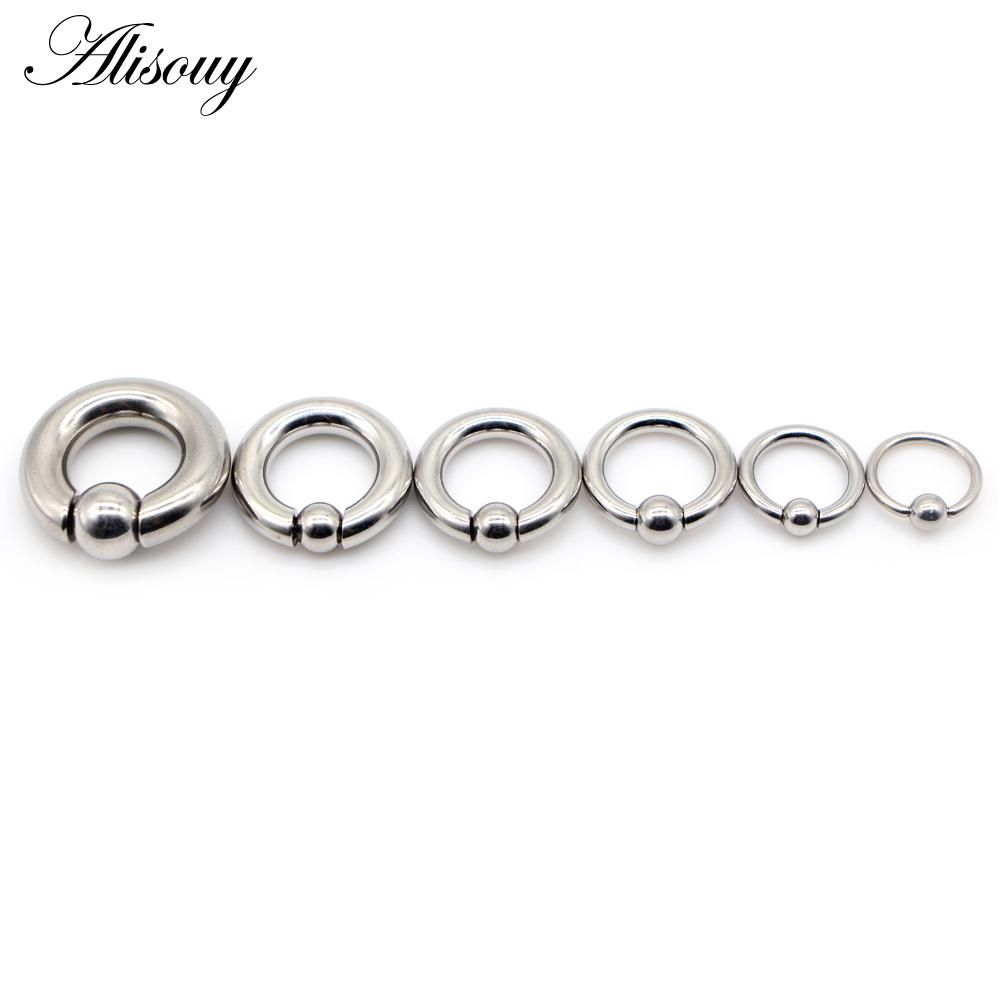 Alisouy 1pc Big Stainless Steel Captive Hoop BCR Eyebrow Tragus Closure Nipple Bar Lips Nose Rings Ear Piercing Body Jewelry