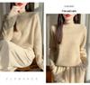 2026 A/W Wool Sweater: Thickened Roll Edge, Half-High Collar, Long Sleeve, Hot-Fix Rhinestone, Hollow-Out Knitwear.