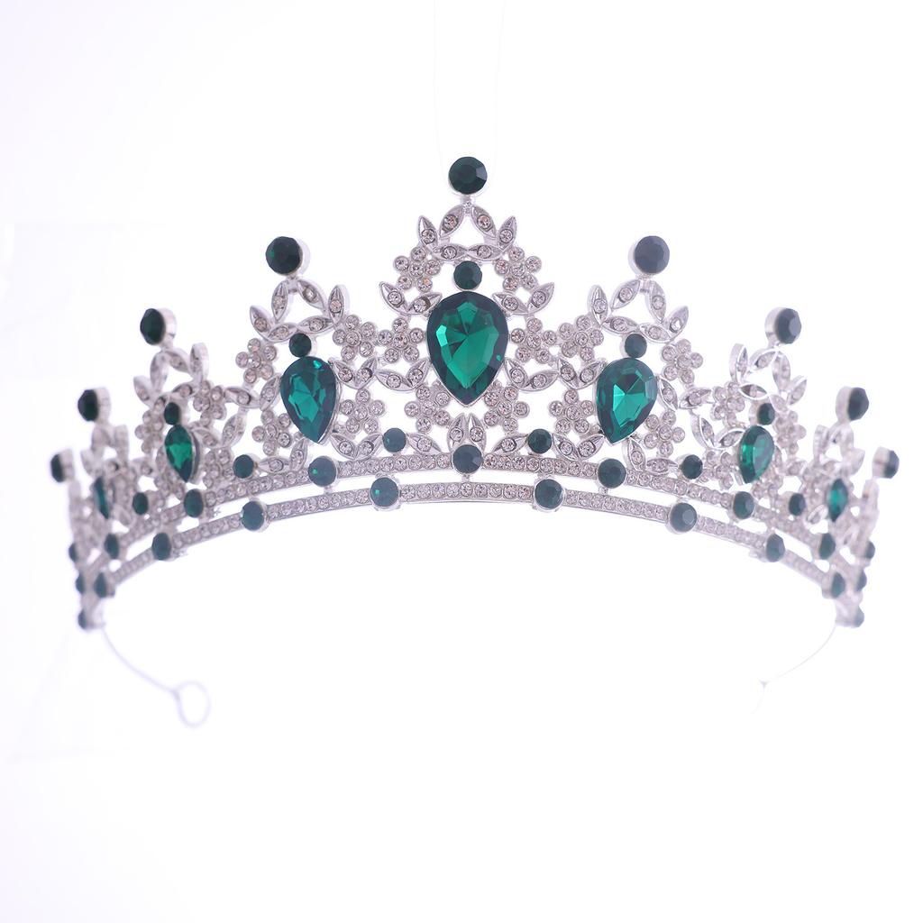 Bridal Headwear Green-Colour Women's Fashion Party Crown Girl Performance Tiaras