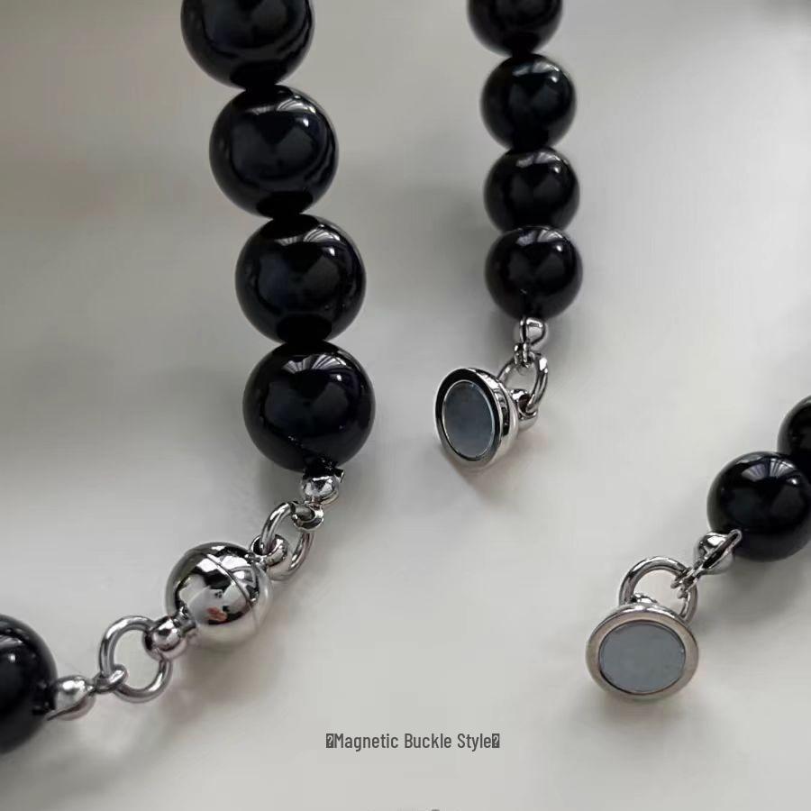 Black Pearl Magnetic Clasp Necklace: Elegant, Trendy, and Luxurious
