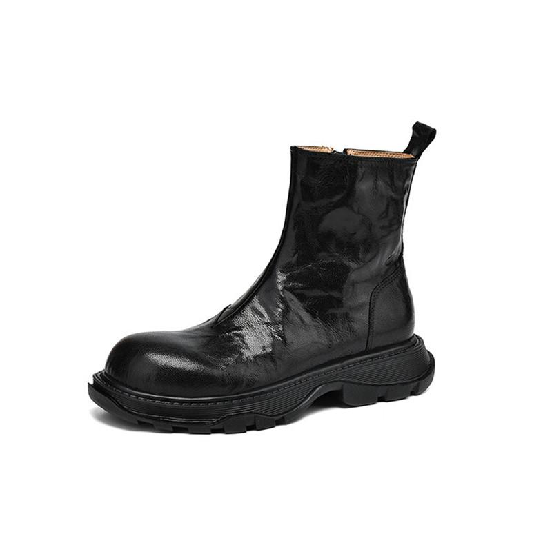 Fashion New Autumn Winter Genuine Leather Women Boots Fashion Chelsea Boots for Women Round Toe Short Boots Platform Shoes Botines Mujer