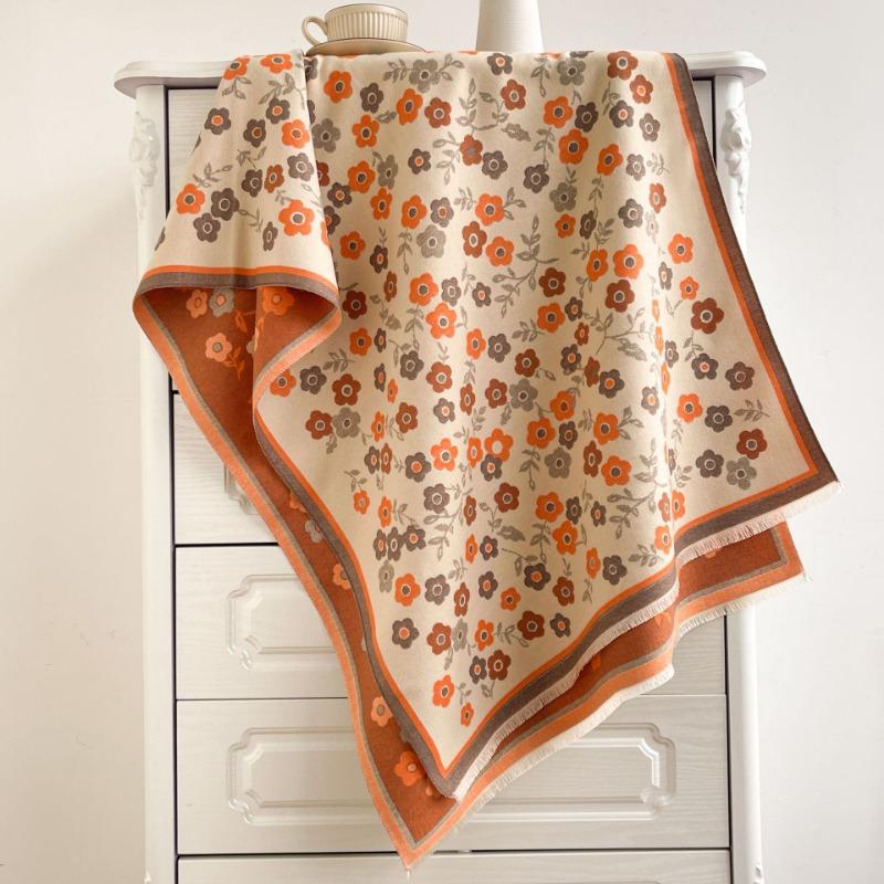 

Двусторонний классический шарф из имитации кашемира, женский, с цветочным сочетанием цветов, утолщенный длинный шарф, осенне-зимняя жаккардовая шаль 70-180CM