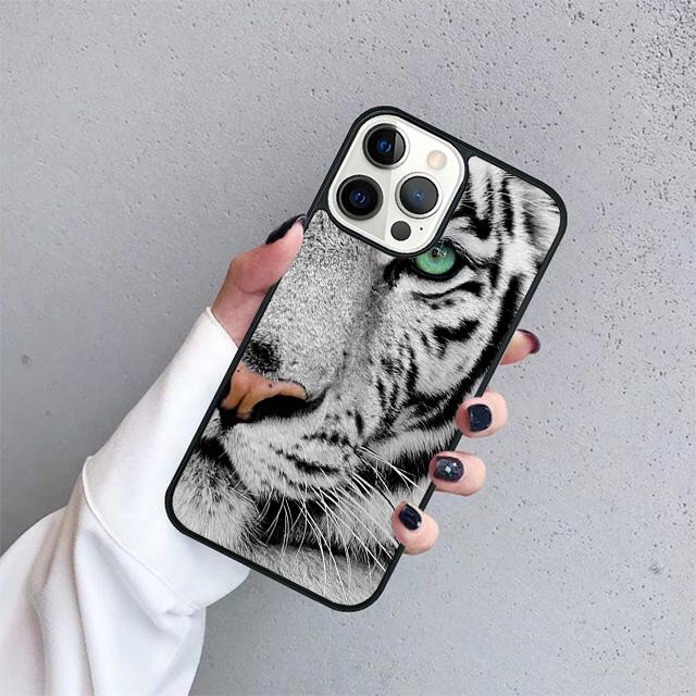 Animal White Tiger Pattern Phone Case Cover For iPhone 17 Air 15 16 14 13 12 Pro Max 11 Pro Max Plus Coque Shell