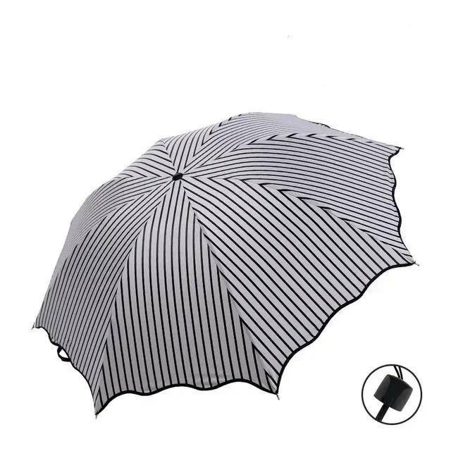 

Rain Sunshine Dual-purpose Umbrella Anti UV Black Coating Hibiscus Flower Folding Umbrella New Fashion WaveEdge SunshadeUmbrella