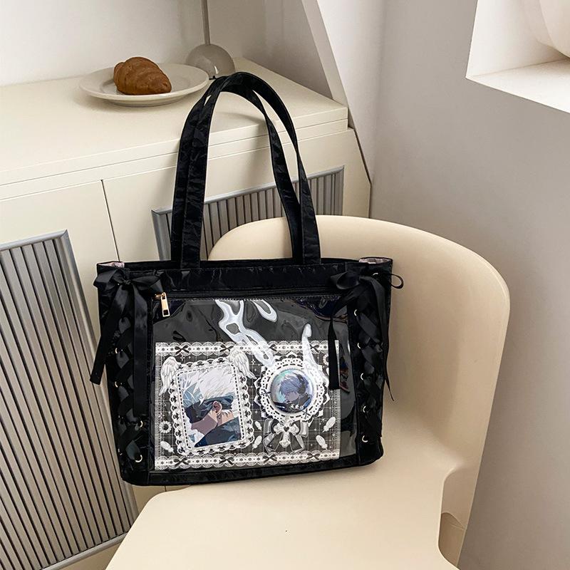 New Japanese Ribbon Pain Bag Large Capacity Ribbon Pain Bag Bow Transparent Baby Bag