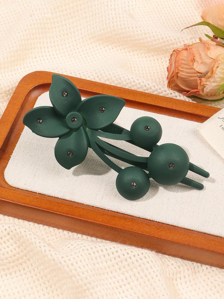 Clame de păr elegante cu flori mate și diamant, agrafe de păr mate pentru femei fete păr creț, accesorii de păr simple tip cioc de rață