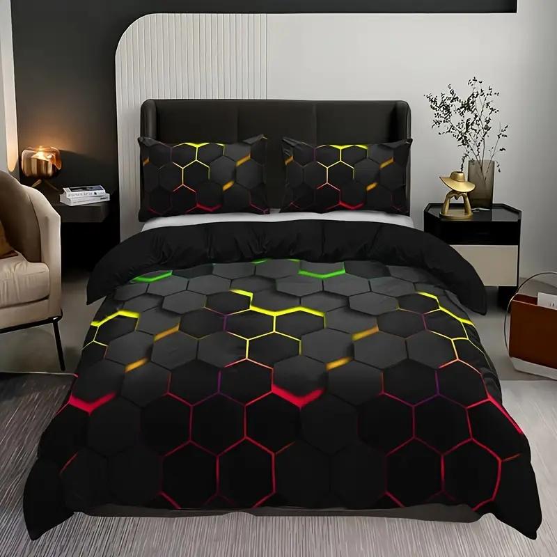 Aqua Colorful Geometry Duvet Cover Set Single Double For Kids Adults Queen King Size Bedding Set With Pillowcase For Bedroom