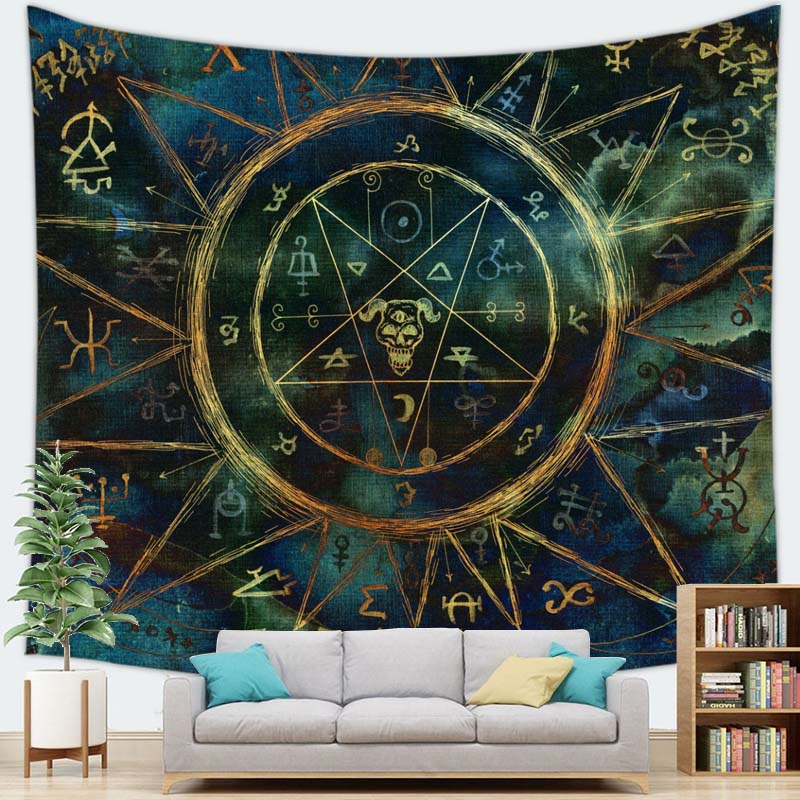 Home Decor Happy Halloween Tapestry Wall Hanging Devil Pumpkin Skull Decor Tapestry Party Tapestry 230x180cm Tapiz
