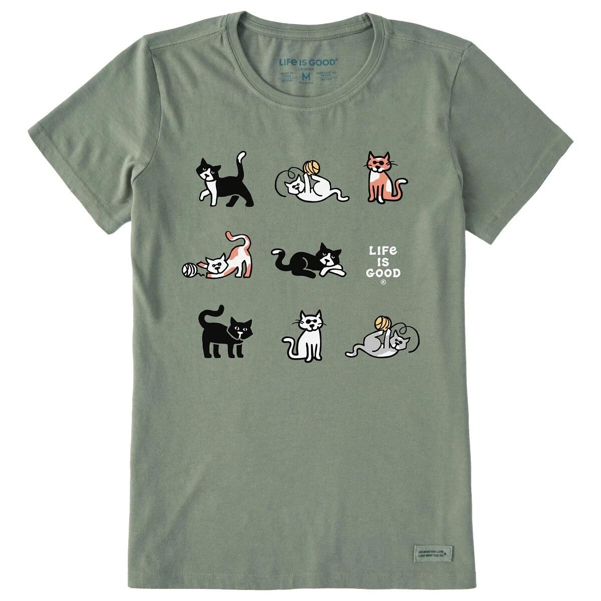 Life is Good. Women s Vintage Al The Cat Grid SS Crusher Tee, Moss Green 3XL
