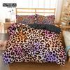 Luxury Leopard Print Bedding Set King Queen Size Microfiber Geometric Stripe 3D Print Duvet Cover With Pillowcases Bedroom Decor