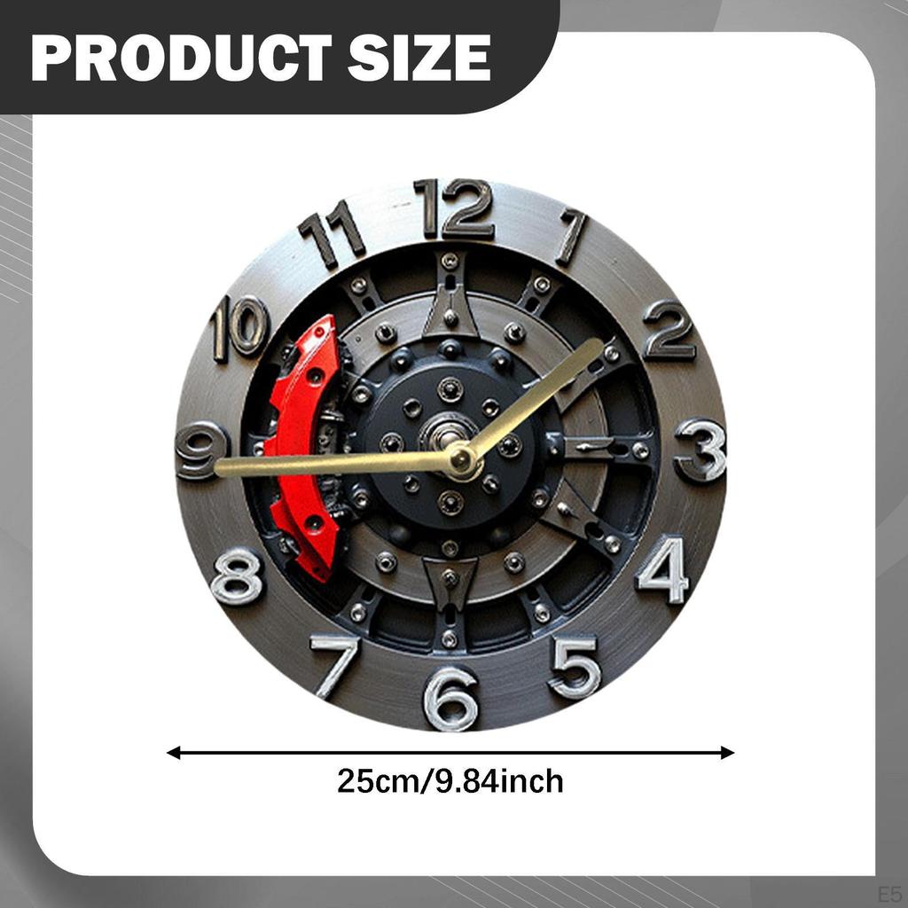 2D Flat Gear Wall Clock Battery Operated Decorative Timepiece for Dining Room Home Decor