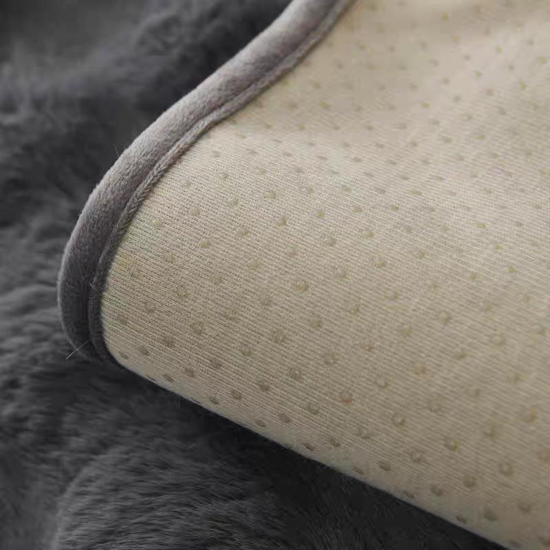 Solid Color Sofa Cushion, Pet Friendly Sofa Cover, Plush Sofa Protector, Thickened Winter Plush Pad Protector with Rabbit Hair Touch and Bubble Stripe