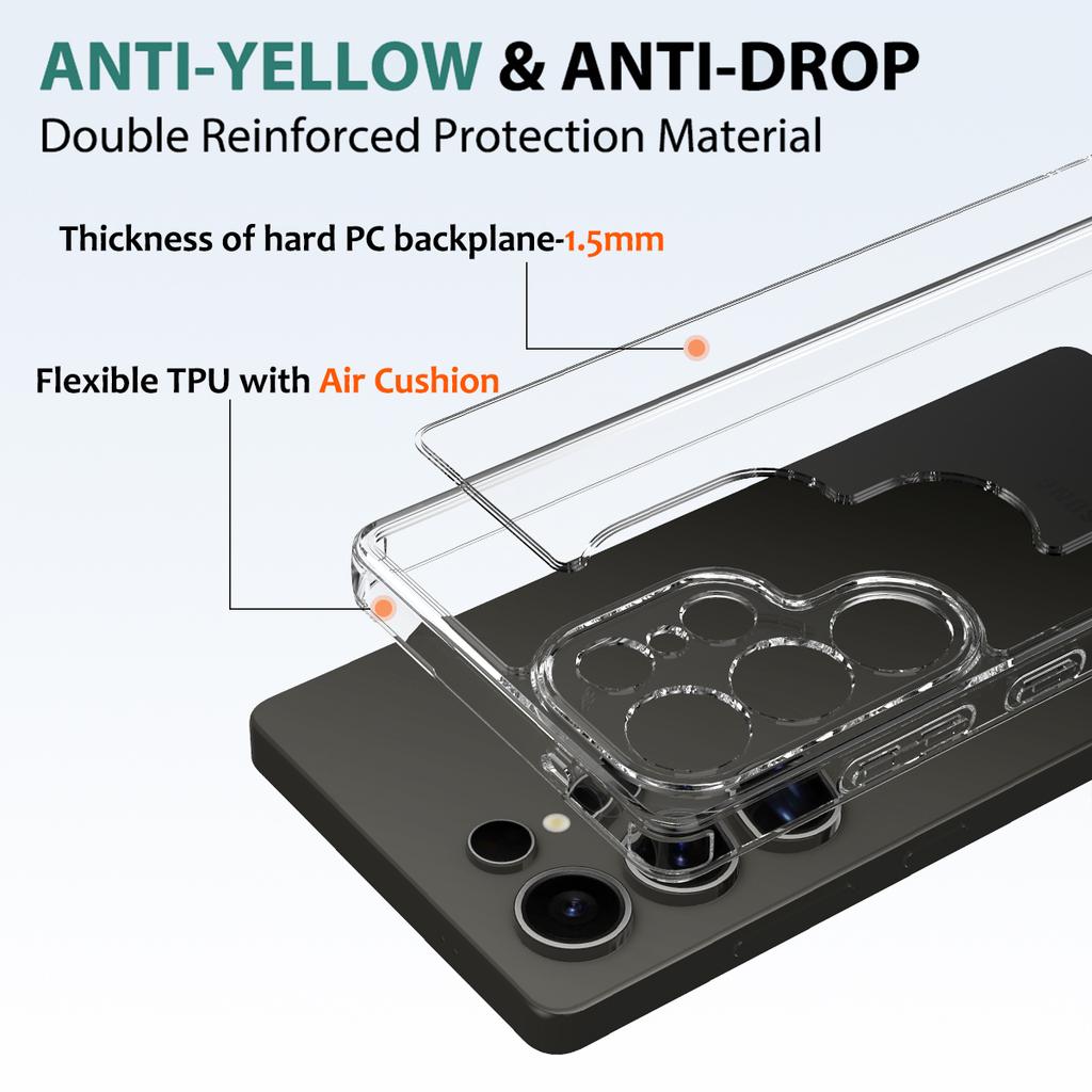 Przezroczyste etui na telefon Samsung Galaxy S25 Ultra TPU+Akryl Wstrząsoodporna tylna obudowa telefonu