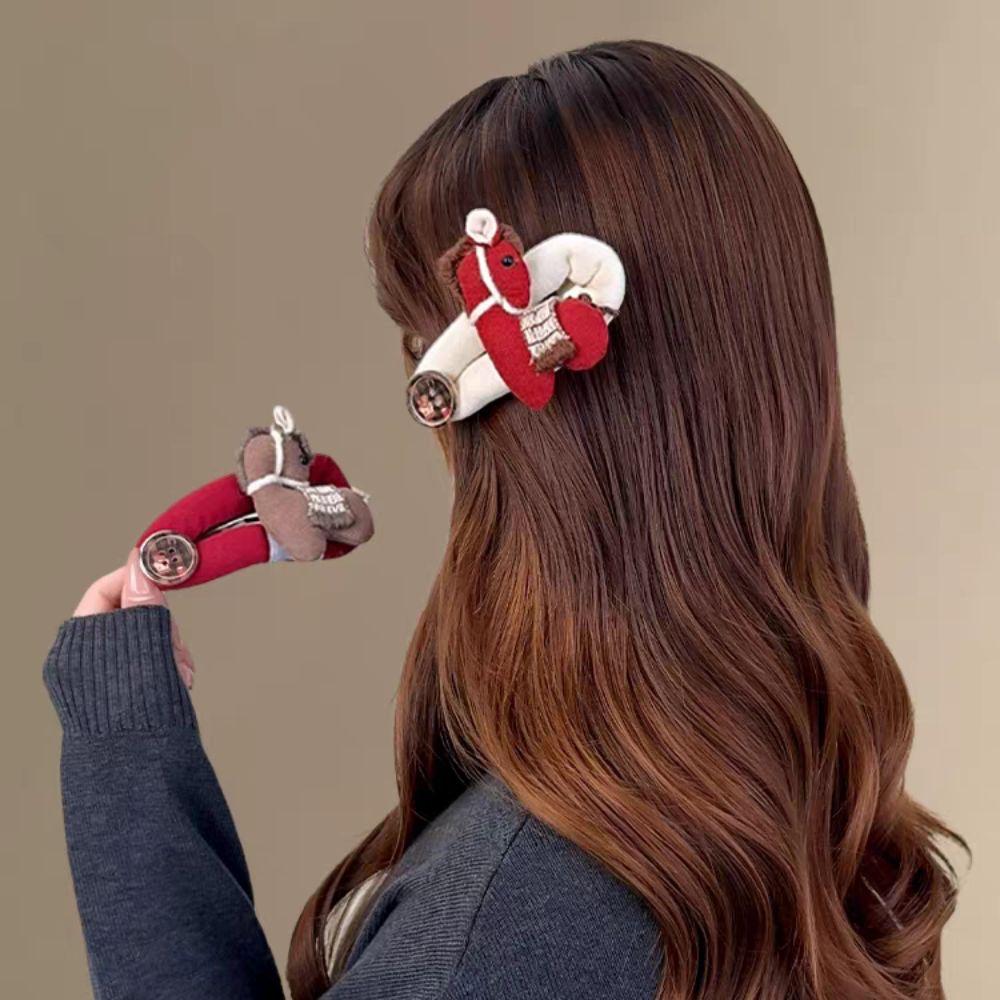 Hair Wear New Year Hair Clip Funny Horse Doll Side Clip Creative Horse Hair Clip Headwear