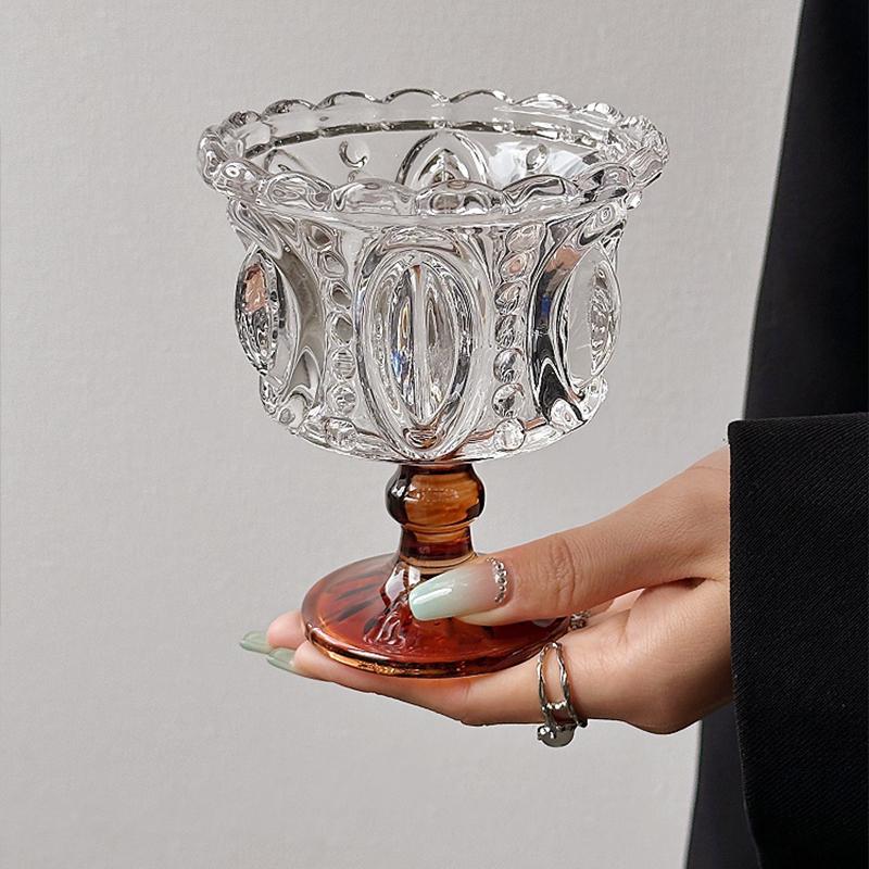 1 ADET Dondurma Trend Tatlı Cam Yoğurt Puding Mus Tatlı Kase Servis Tabağı Yüksek Saplı Cam Parfait Kupası Zarif 11.6x10cm