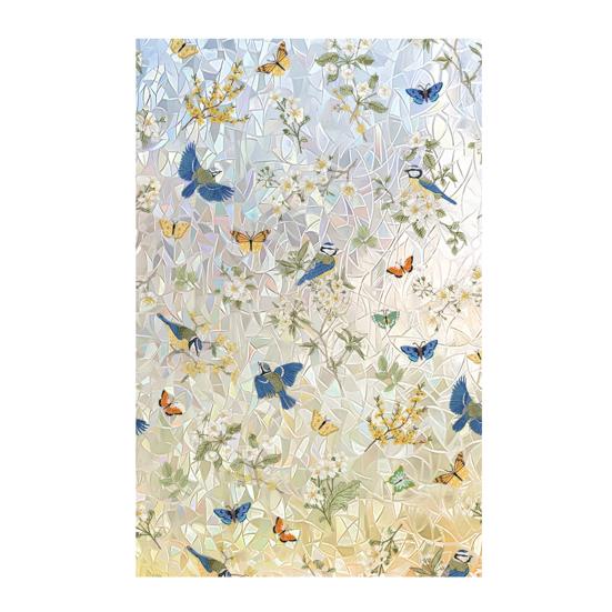 

Stained Glass Window Film Rainbow Floral Window Privacy Film Decorative Sun Blocking Static Glass Clings for Home Door Window 120cm C