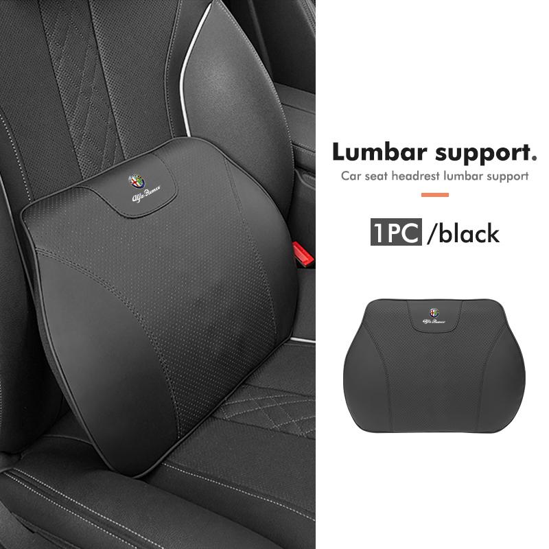 RWXI1 For Alfa Romeo Leather Car Seat Headrest Neck Poillow Lumbar Mat Auto Accessories GT Stelvio F1 Brera Volante Tonale Gloria