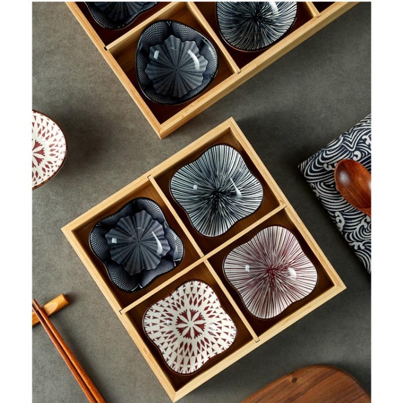 Creative Design Nine-square Grid Tray Pot Side Dish Plate Dish Divider Tray Bamboo Snack PlatePlatter Wooden Box Saucer Tray