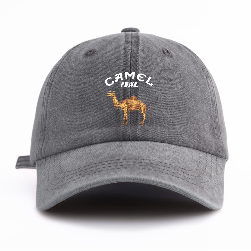 1pc CAMEL Print Washed Baseball Cap for Adults,Minimalist Retro Style Casual Soft Adjustable Dad Hat,Perfect As Gift