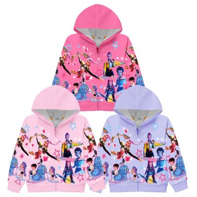 Kinder Mädchen Rumi Zoey Mira Bedruckte Lässige Kapuzenjacke mit Reißverschluss und langen Ärmeln