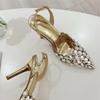 Sexy Pointed Toe Crystal Women Pumps PVC Transparent Hollow Prom Thin Heels Elegant Female Party Shoes Zapatos De Mujer