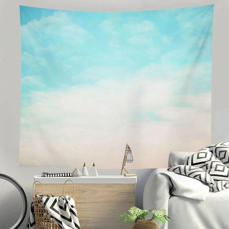 Tapestry Beautiful Small Fresh Blue Sky and White Clouds Background Room Living Room Personalized Home Decoration Hanging Cloth