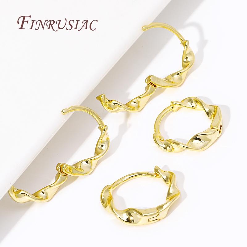 Women's Earring Hoops 18K Gold Plated Round Twist Earring Female Jewelry Accessories Small Ring Earrings