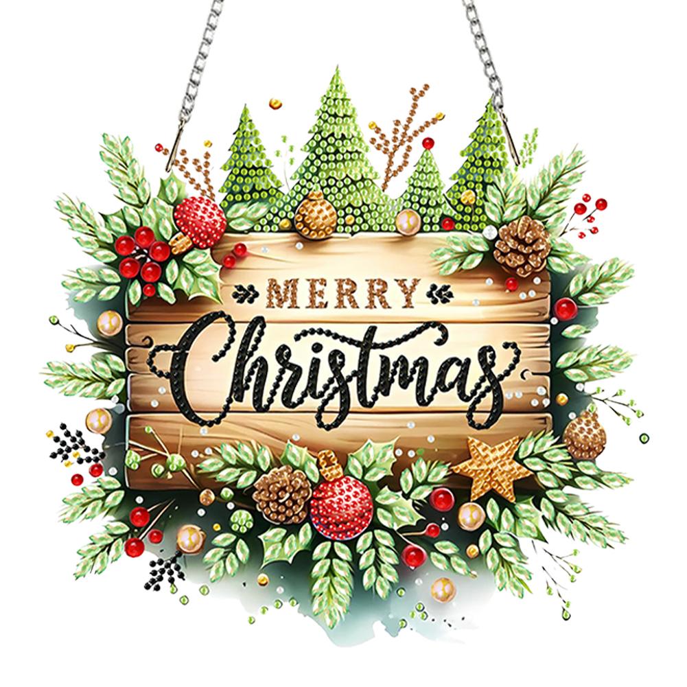 Weihnachtsthema 2D/Flach DIY Strassstein Diamantmalerei Fensteranhänger Spezielle Form Diamantmalerei Anhänger Heimwanddekoration Bastelarbeiten