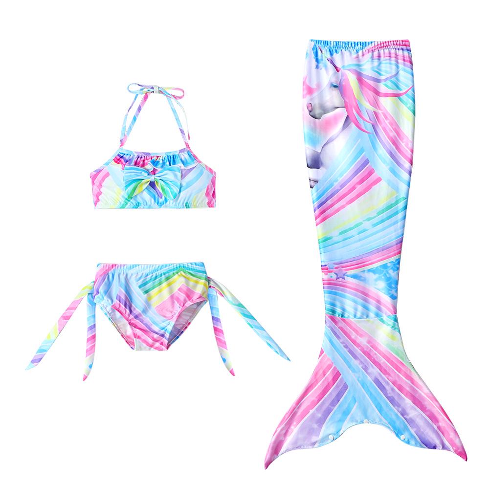 European and American Mermaid Unicorn Bikini Swimsuit Set for Children (3-piece) 120 cm