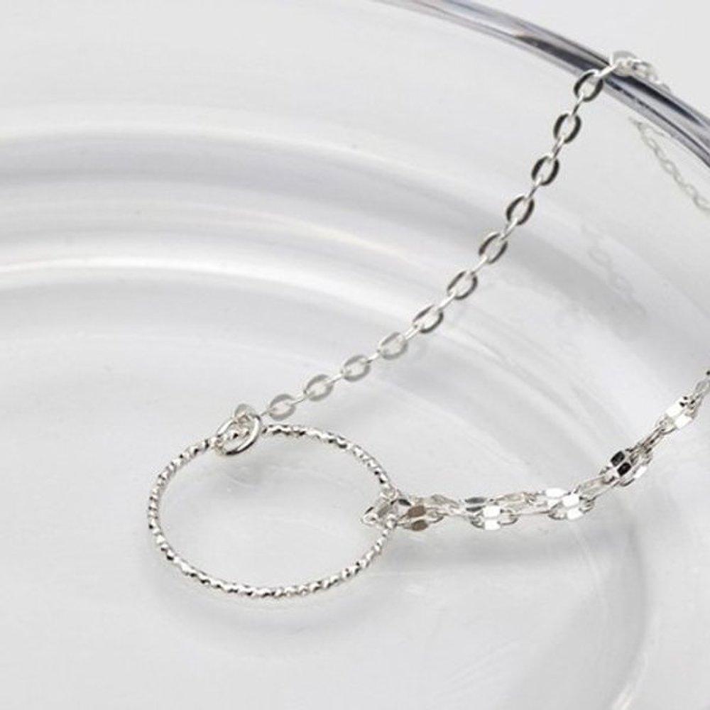 

[As Little] Mix Chain Anklet Silver 925 Circle One Point