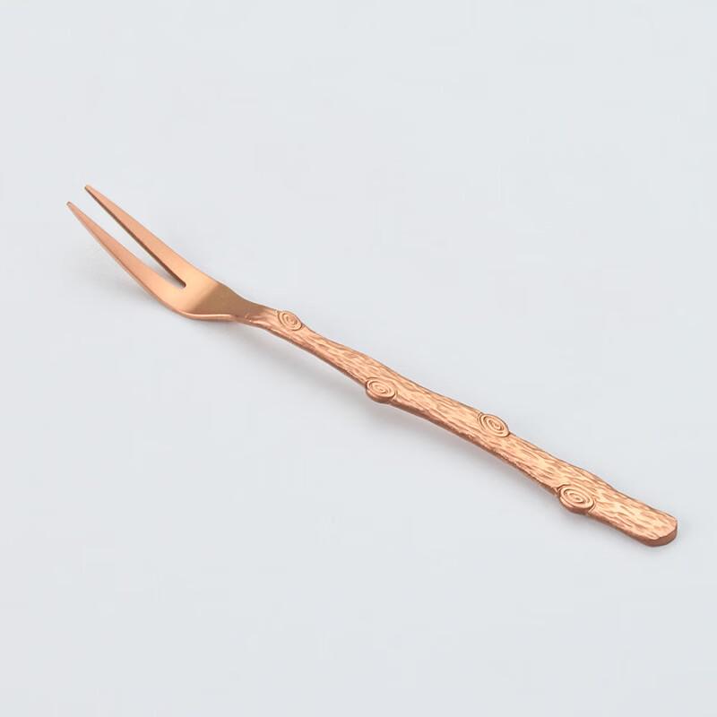 Abay Stainless Steel Rose Gold Tree Pattern Mooncake Dessert Fork Set