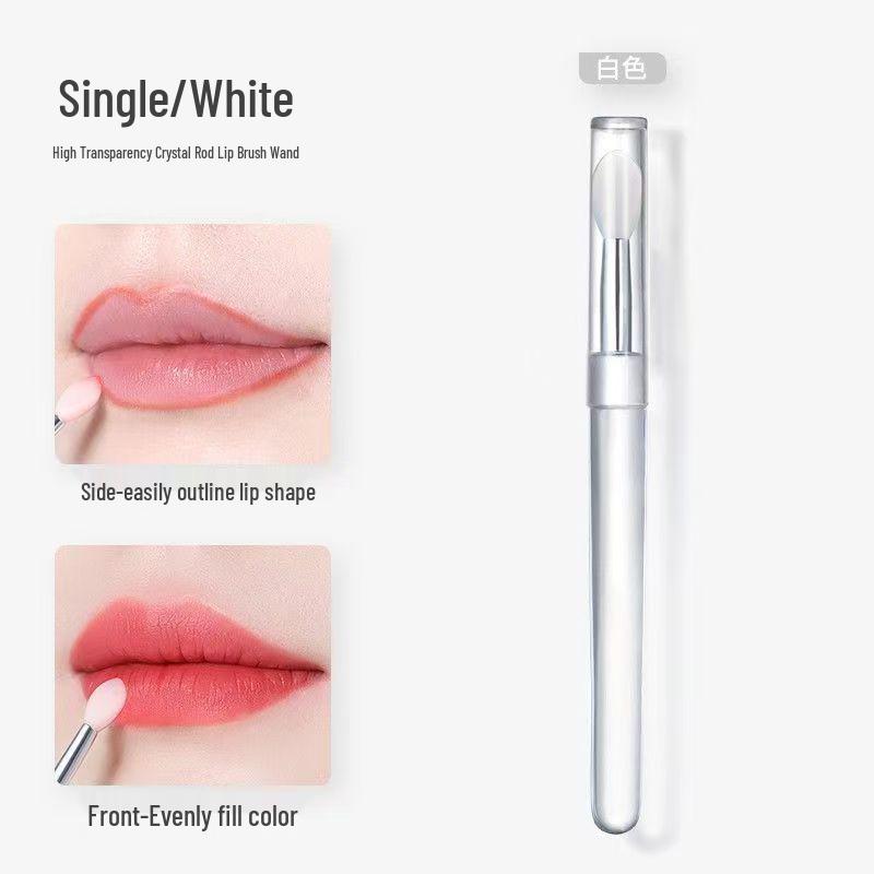 

Compact Round-Head Lip Brush with Lid, Soft Bristle for Lipstick and Concealer