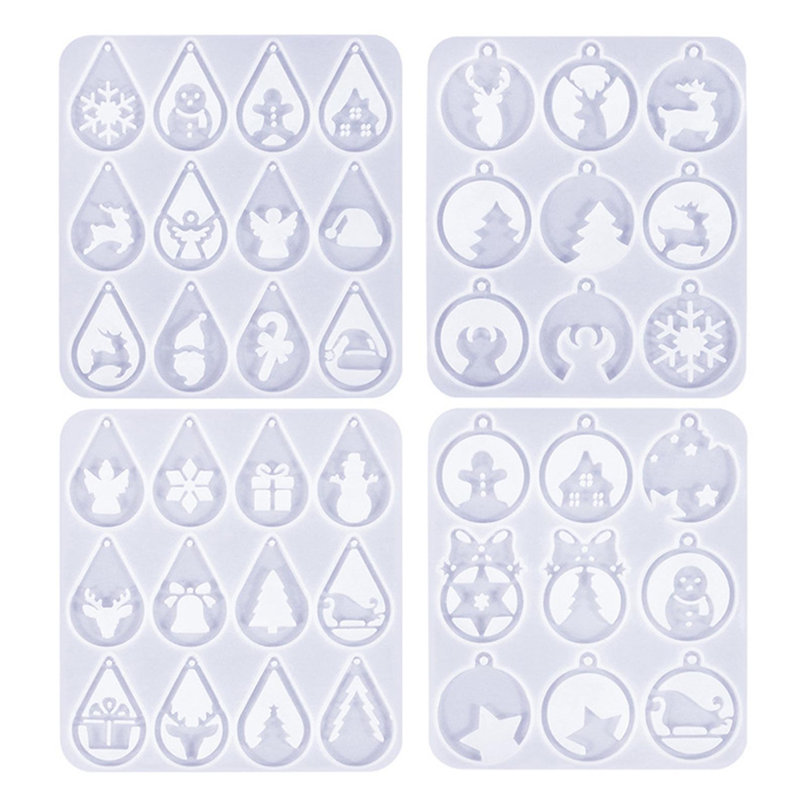 

4 шт. Рождественские силиконовые формы для серег Удобные формы для изготовления серег, подвесок, эпоксидные формы, материалы для изготовления ювелирных изделий