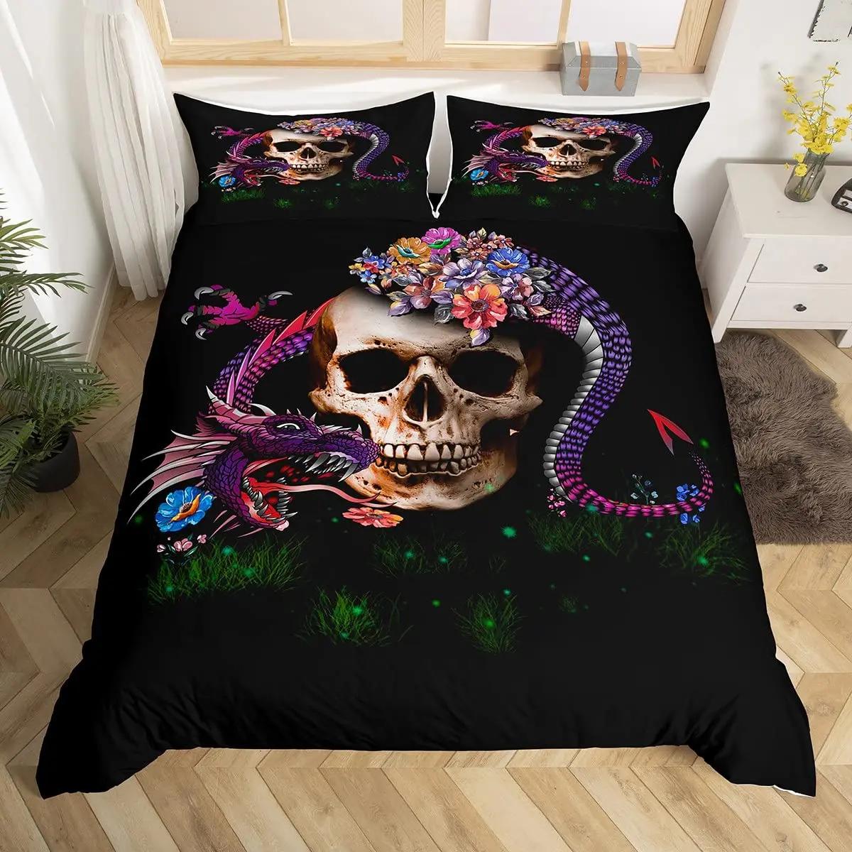 

Comforter Boys Dragon Comforter Queen Queen Full Size Colorful Dragon With Wing Bedding Set Trippy Magical Animal Comforter (quilt)-EU Single(135*200cm)3pcs