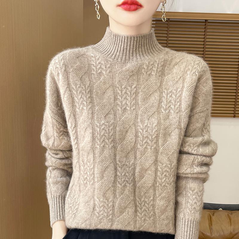Women's Cashmere Sweater Qinghe Cashmere 30% Cashmere 70% Wool Autumn and Winter Pullover Warm and Fashionable