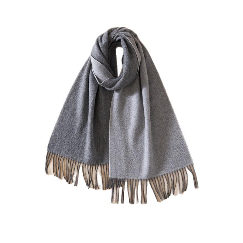 Women's 100% Pure Cashmere Scarf, New Solid Color, Wavy Pattern, Double-Sided Knit, Versatile, Warm Neck Gaiter