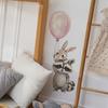 Cartoon Raccoon and Bunny with Balloons Wall Stickers, Playful Friends Wall Art for Kids Room, Bedroom and Living Room Decor
