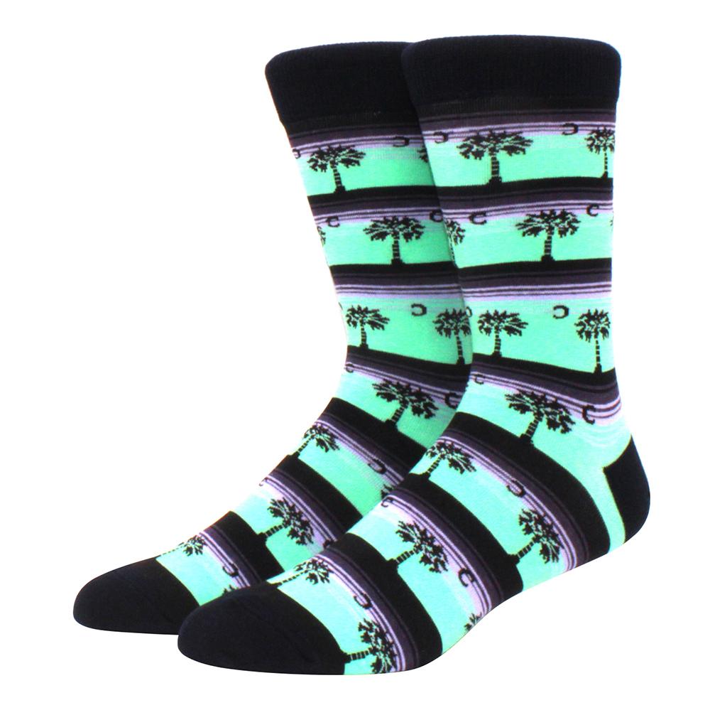 brand new men's socks colorful combed cotton crew socks Jacquard striped knee high socks for Funny men business casual dress