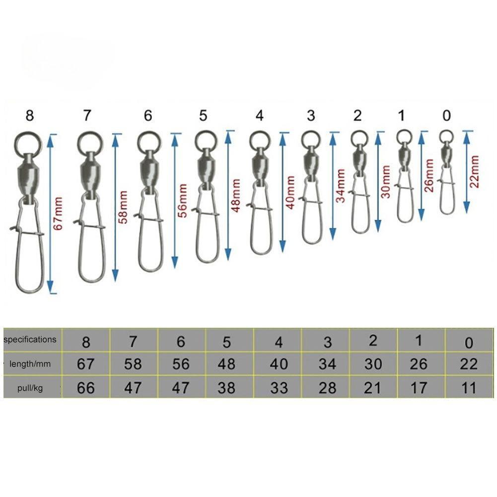 10Pcs Stainless Steel Fishing Connector Bearing Rolling Swivel with Snap Pins