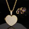 Trendy Heart-Shaped Zircon Photo Pendant Necklace - European & American Hip Hop Style