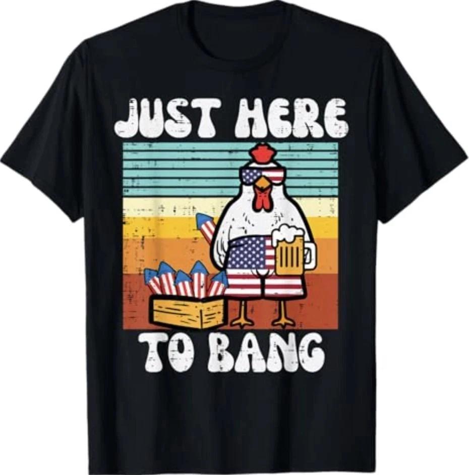 4th Of July Chicken Fireworks Here To Bang Retro America Unisex TShirt S