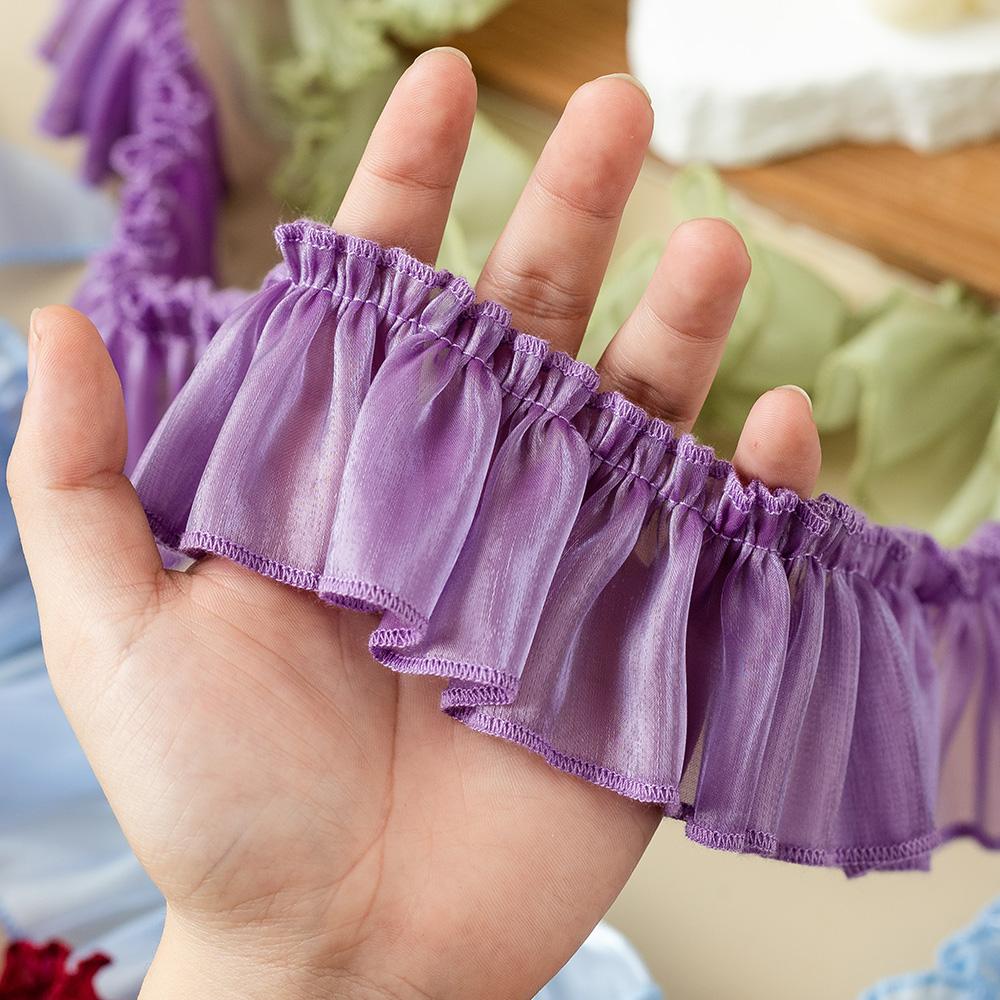 5meters/lot Blue Ruffle Ribbon 5cm Wide Lace Trim For Crafts Party Dress Diy Supplies Needlework Decoration Sewing Accessories