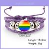 Vibrant Rainbow Flag Time Gemstone Purple Leather Bracelet For All Occasions