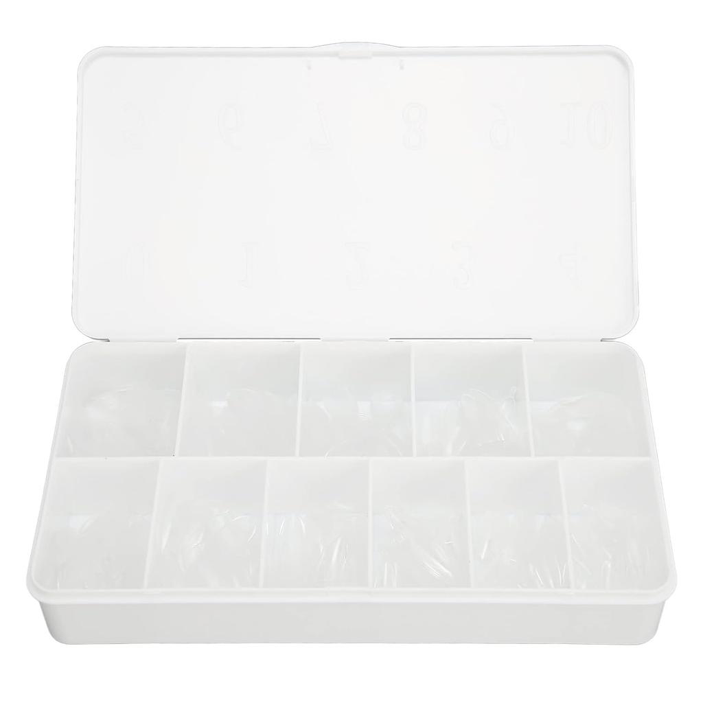 2 Box Nail Tips, Ultra Thin False Nails Long Clear Fake Nails Half Frosted Coffin Nail Tips with Clear Box for Nail Salons (Almond)