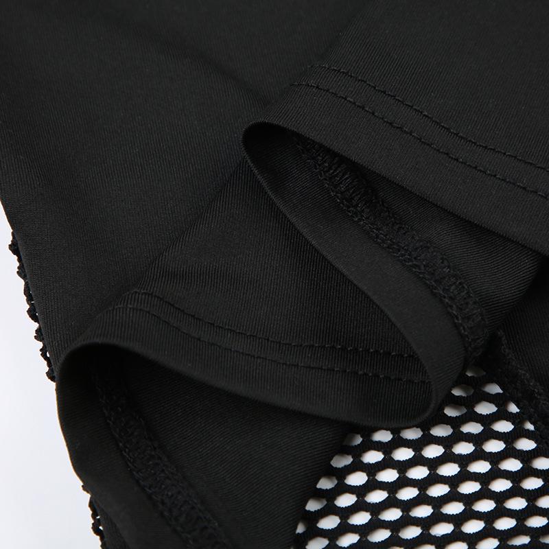 Y2K Women's Dark Punk Mesh Patchwork Slim Fit Long Sleeve Top