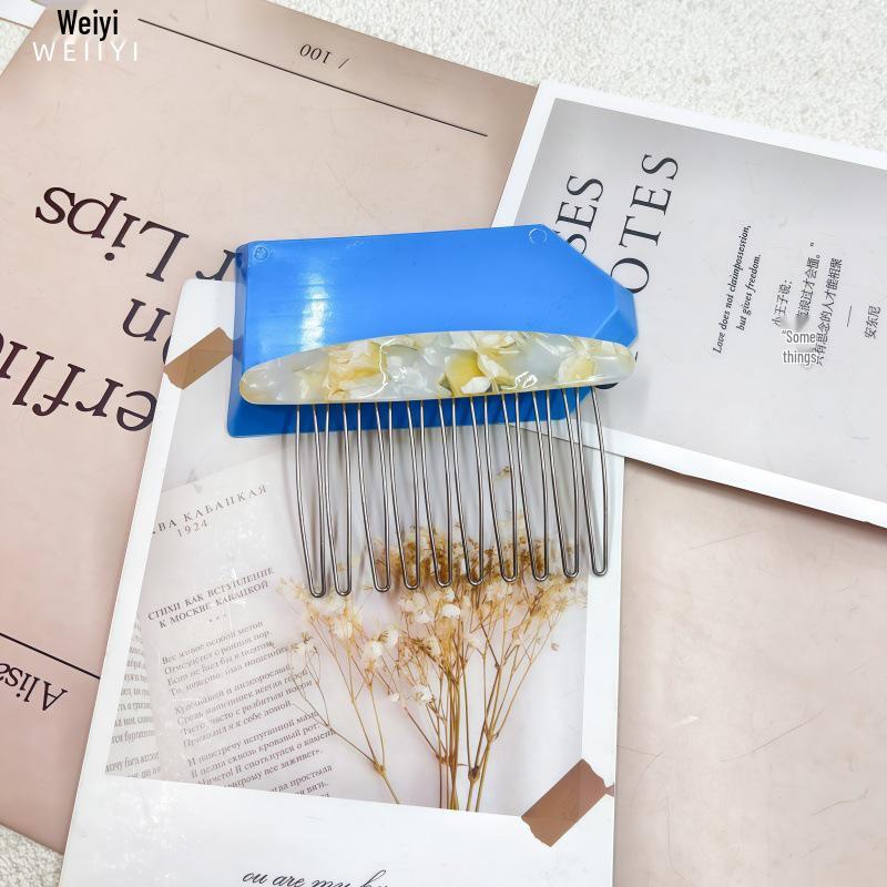 High-End Acetate Bangs Insert Comb - Flyaway Tamer & Reverse Insert Hair Accessory
