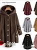 Spring 2026 Women's European-American Plush Button Top, Irregular Solid Color Coat